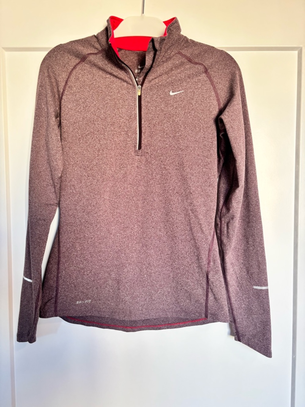 Nike Dri-FIT Heathered Maroon Quarter-Zip with Red Trim